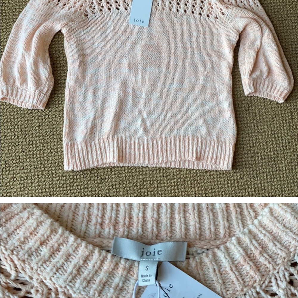 Joie Una short sleeve sweater cotton/nylon NWT in melon space dye color